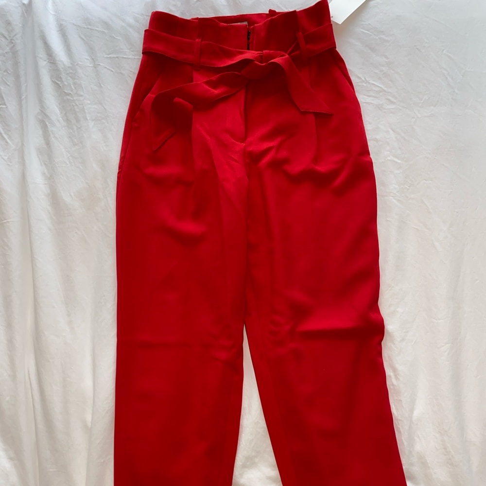 H&M Red Tie Waist Dress Pants - size 2 - NWT